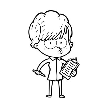 Çizgi filmdeki kadının vektör çizimi