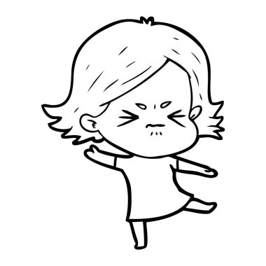 vektör çizim karikatür kızgın kız
