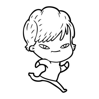 vektör çizim karikatür mutlu kadın