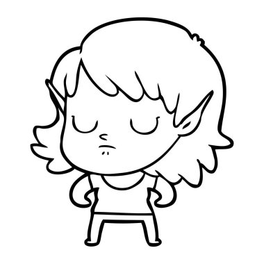 vektör çizim karikatür elf kızı