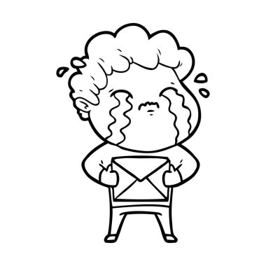vektör çizim karikatür adam ağlıyor