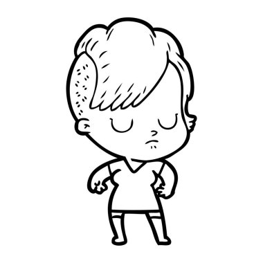 Çizgi filmdeki kadının vektör çizimi