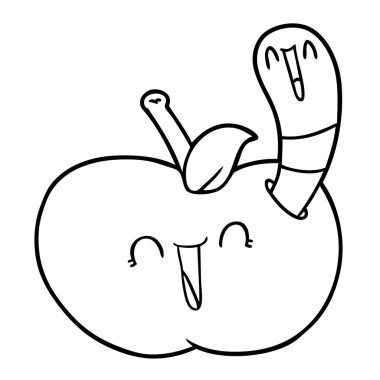 çizgi film solucan mutlu Apple