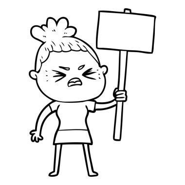 vektör çizim karikatür kızgın kadın