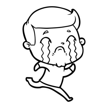 vektör çizim karikatür adam ağlıyor
