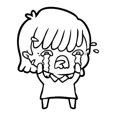 vektör çizim karikatür kız ağlıyor