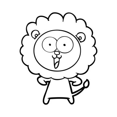 mutlu karikatür aslan vektör çizim