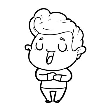 mutlu çizgi film adam vektör çizim