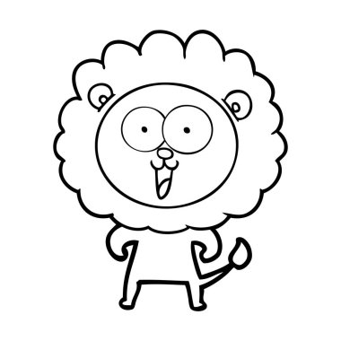 mutlu karikatür aslan vektör çizim