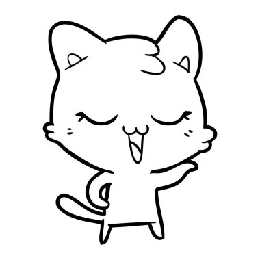 vektör çizim karikatür mutlu kedi