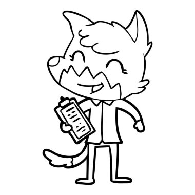 mutlu karikatür fox vektör çizim