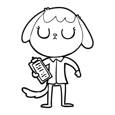 sevimli çizgi köpek Office gömlek giymiş