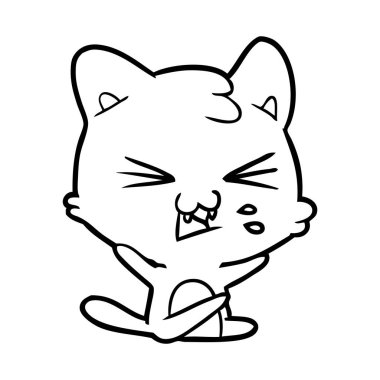 vektör çizim karikatür kedi tıslama