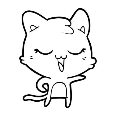 vektör çizim karikatür mutlu kedi