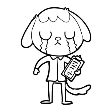 sevimli çizgi köpek ağlıyor