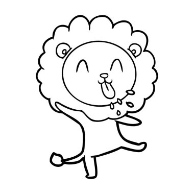 mutlu karikatür aslan vektör çizim