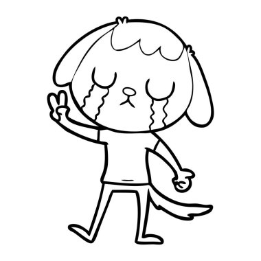 sevimli çizgi köpek ağlıyor