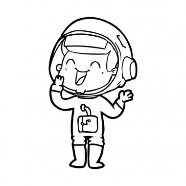 mutlu karikatür astronot vektör çizim
