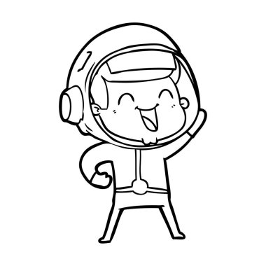 mutlu karikatür astronot vektör çizim