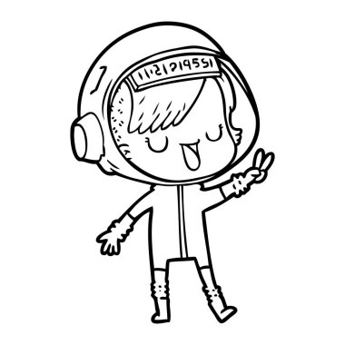 vektör çizim karikatür astronot kadın