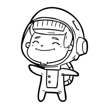 mutlu karikatür astronot vektör çizim