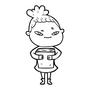 Çizgi filmdeki kadının vektör çizimi