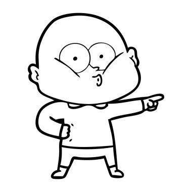 karikatür kel adam bakıyor