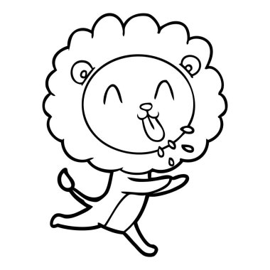 mutlu karikatür aslan vektör çizim