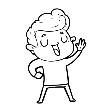 mutlu çizgi film adam vektör çizim