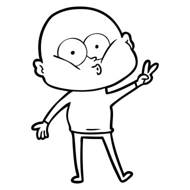 karikatür kel adam bakıyor