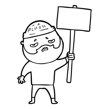 Sakallı endişeli adam çizgi film