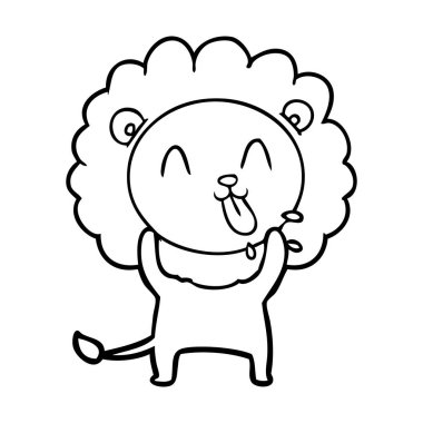 mutlu karikatür aslan vektör çizim