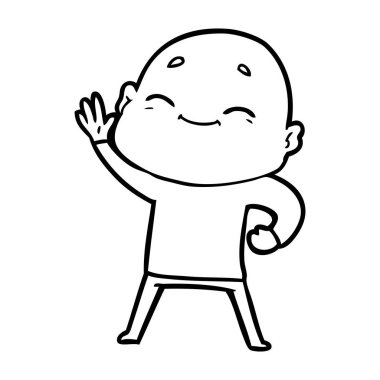 mutlu karikatür kel adam