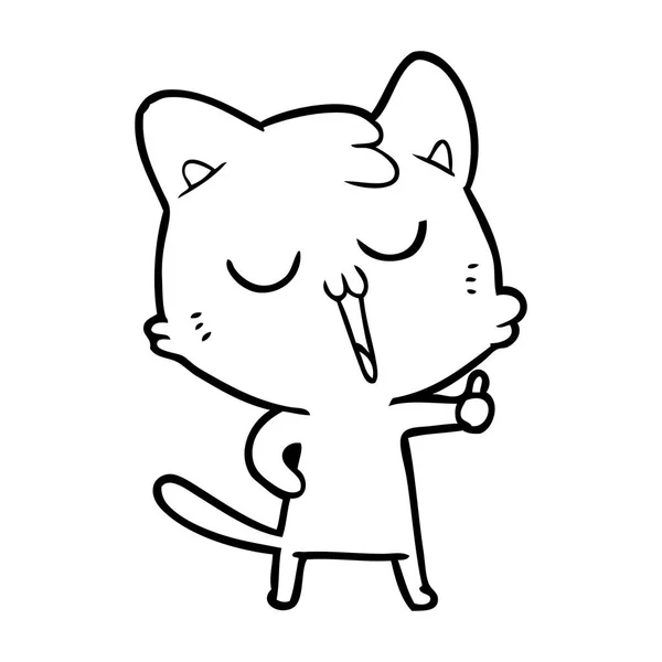 Ilustração Vetorial Desenho Animado Gato Cantando —  Vetores de Stock