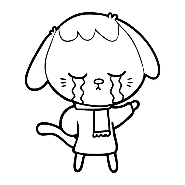 可爱的小狗哭卡通 — 图库矢量图片