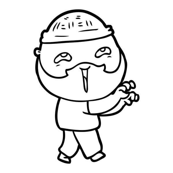 Dibujos Animados Hombre Barbudo Feliz — Vector de stock