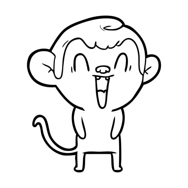 Vector Illustration Cartoon Laughing Monkey — Stock Vector