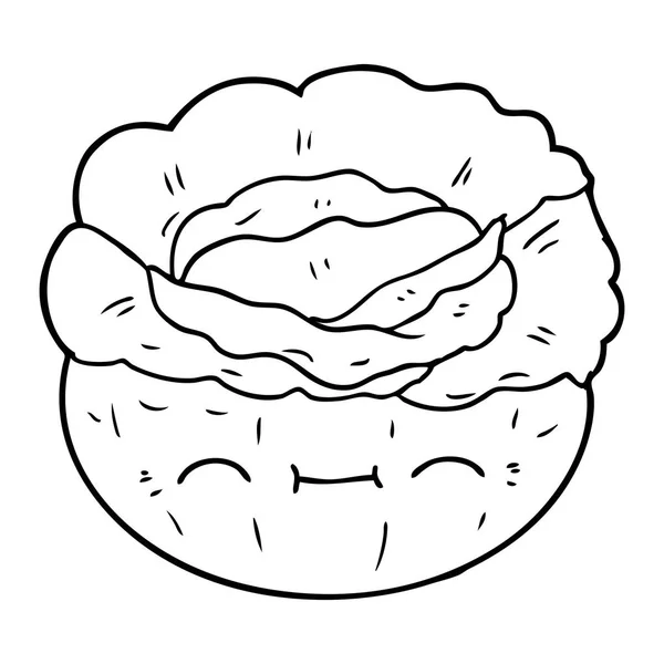 Vector Illustration Cartoon Cabbage — Stock Vector