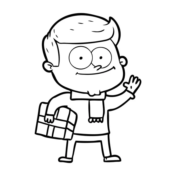 Vector Ilustración Dibujos Animados Hombre Feliz — Vector de stock