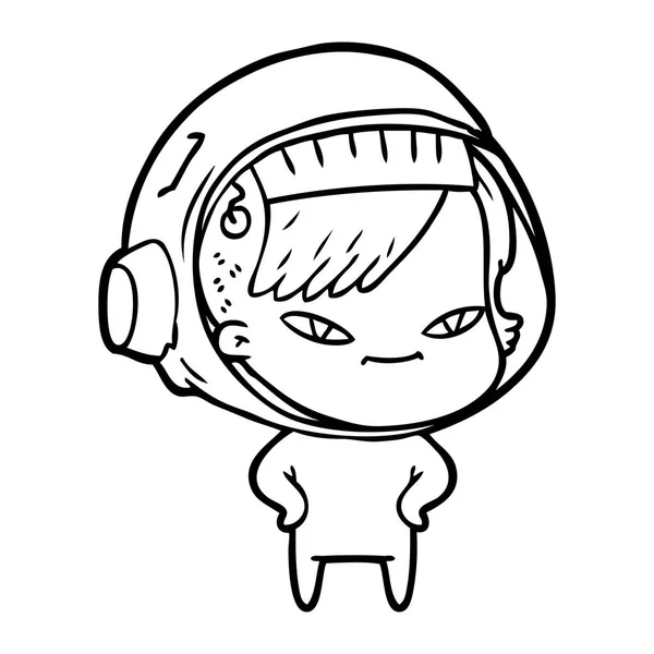 漫画宇宙飛行士女性のベクトル イラスト — ストックベクタ