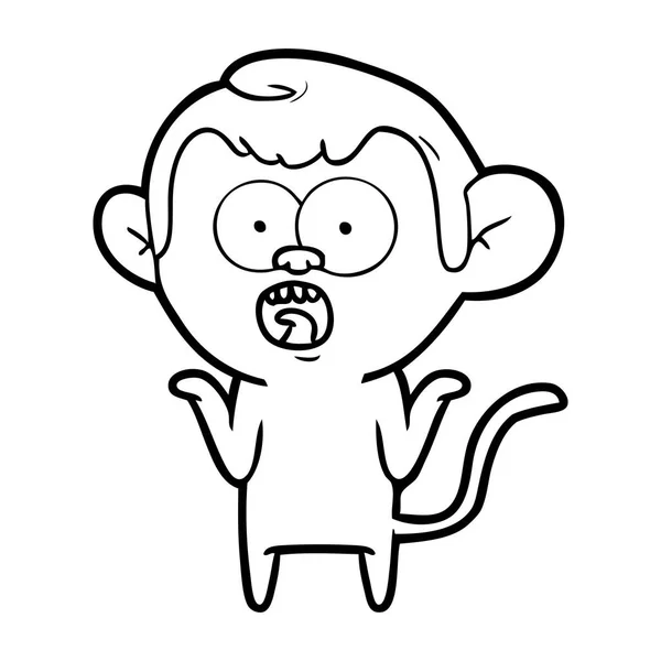 Vektorillustration Tecknad Chockad Monkey — Stock vektor