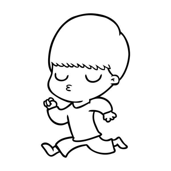 Vektorillustration Tecknad Lugn Pojke — Stock vektor