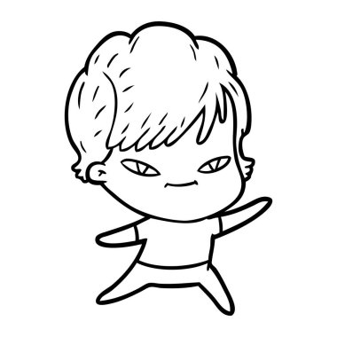 vektör çizim karikatür mutlu kadın