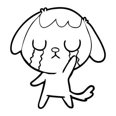 sevimli çizgi köpek ağlıyor