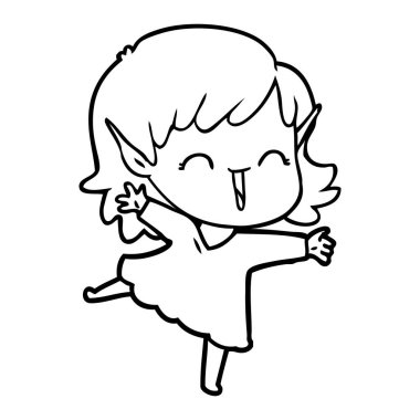 vektör çizim karikatür elf kızı