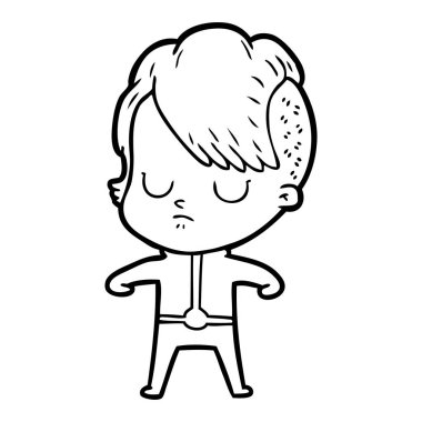 Çizgi filmdeki kadının vektör çizimi