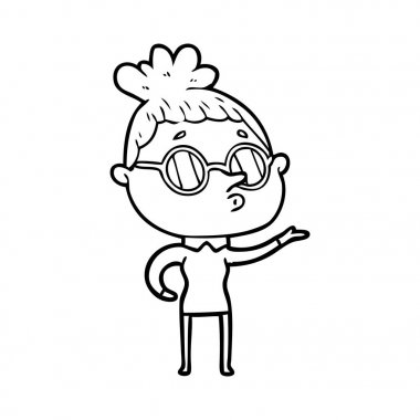 Çizgi filmdeki gözlüklü kadın