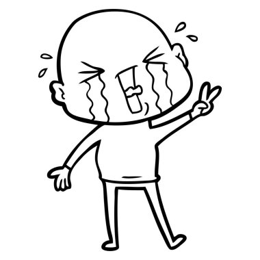 çizgi film ağlayan kel adam