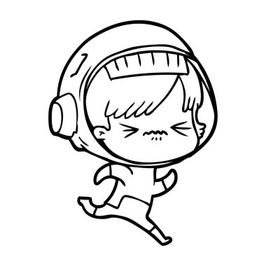 vektör çizim karikatür astronot kadın
