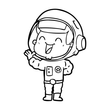 mutlu karikatür astronot vektör çizim